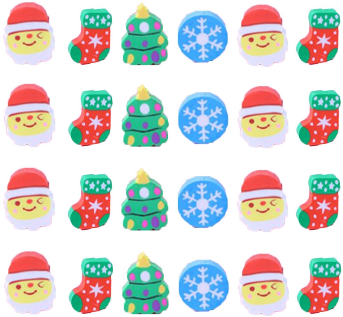 Inovra- Kerstgum Grote Rubber - Leuke Kerst Gummen - Beloning - Party Gunst - Vakantie Benodigdheden - Set van 48