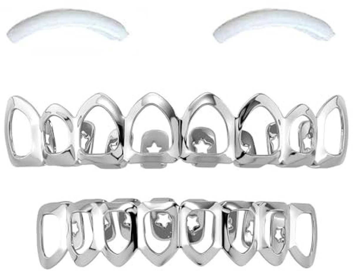 Inovra- Tandengrills 18K Zilver - Hip Hop Decoratie - Siliconen Mouldings - Mondbretels - Muziek Festival - Schitterend Effect - Tanddecoratie