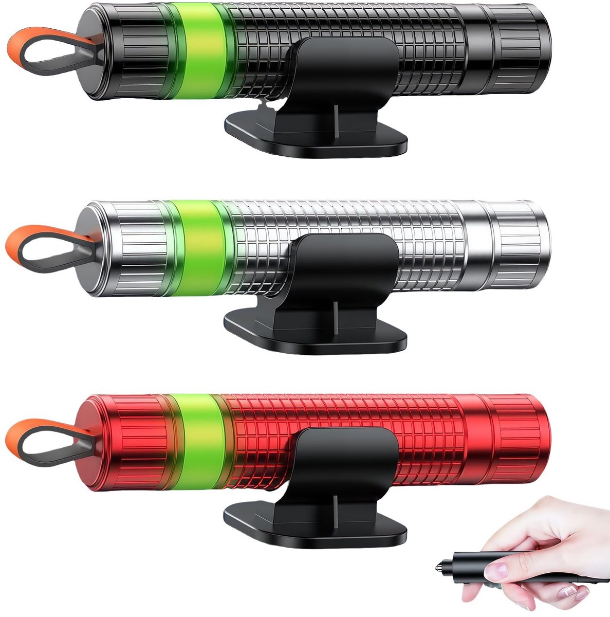 Inovra- Noodhamer Mini - Noodhamer Auto met Gordelsnijder - Veiligheidshamer Glasbreker - Duurzaam Wolfraamstaal - Betrouwbaar tot -30 °C - Innovatieve Mechanische Veerstructuur - Veiligheids Hamer