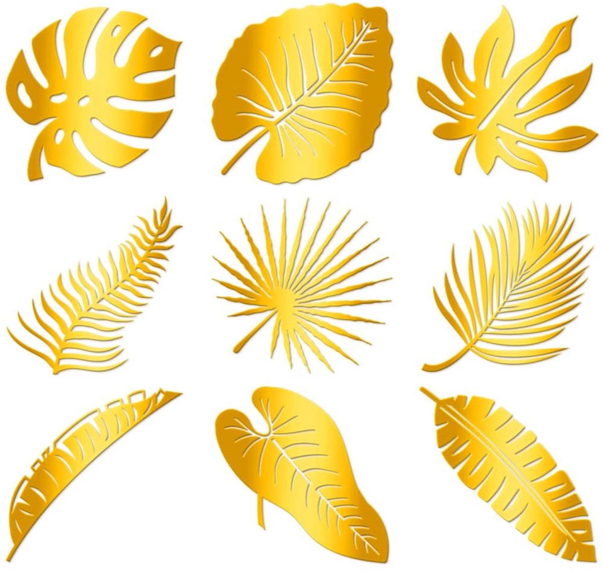 Dailygoods- Zelfklevende Stickers - 9 Stuks Gouden - Bladpatroon - Waterdichte Decoratie - Scrapbook/Hars Handwerk - 4 cm x 4 cm - Decoratiestickers