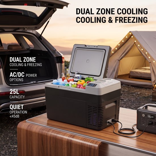 NordHaus Auto Koelkast - Compressor Koelbox - Mini Koelkast - Koelen en Vriezen van -20°C tot 20°C - 25 Liter — afbeelding 3