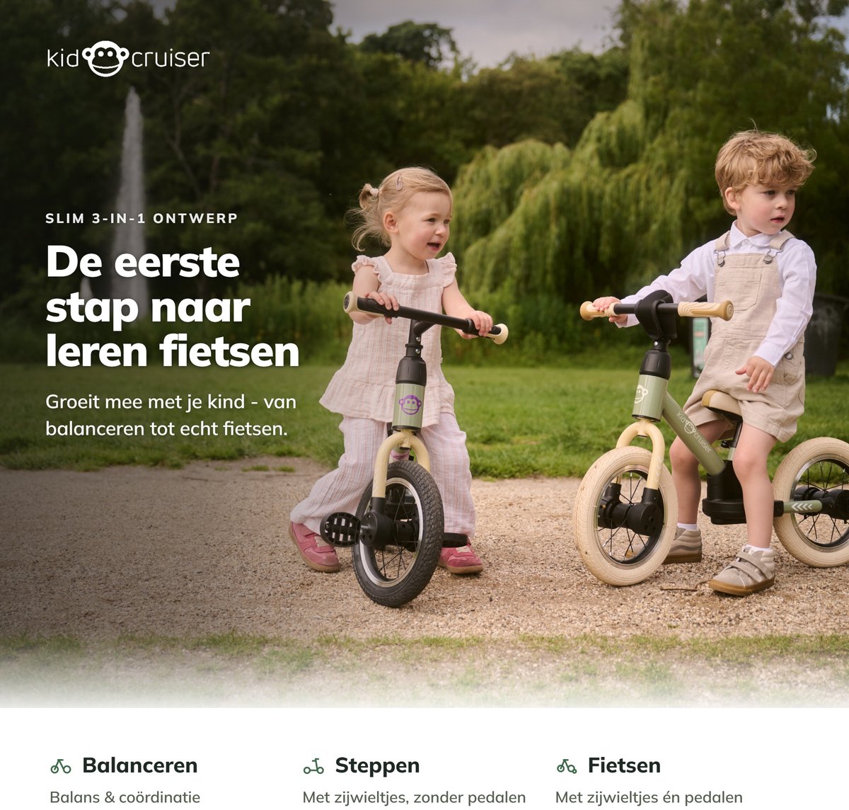 Kidcruiser Loopfiets 2+ jaar - 3-in-1 design met LED thumbnail 2