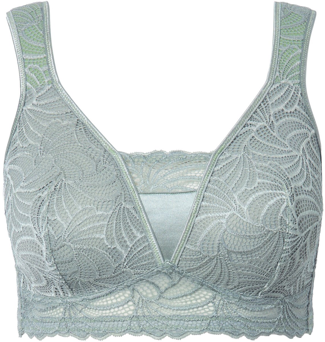 Ulla Popken Dames - Bralette kant zonder beugel - Salbei groen