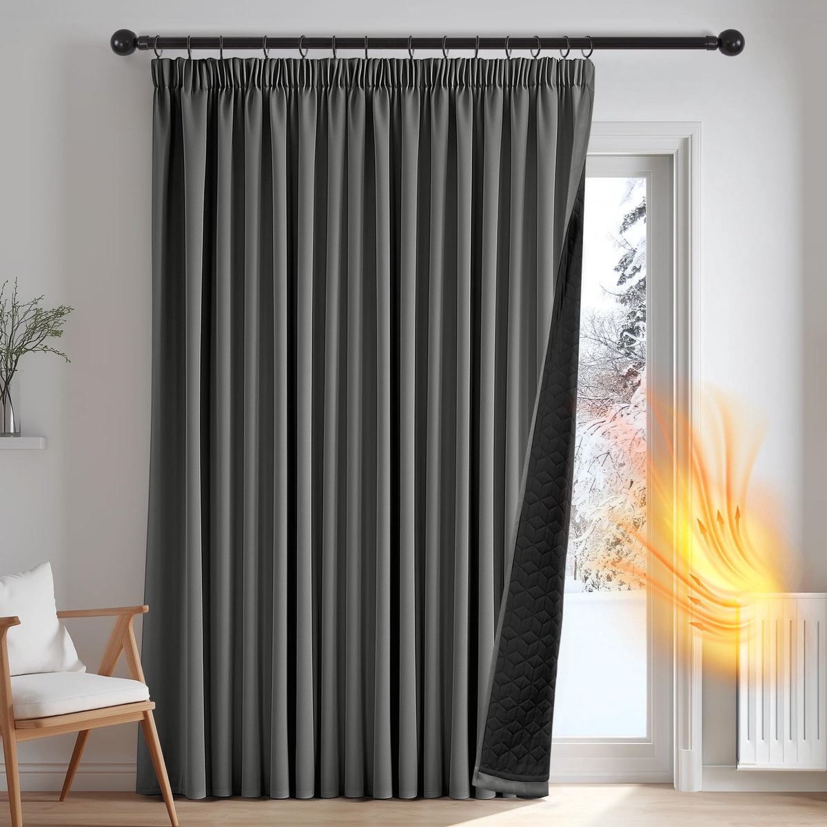 Dailygoods - Verduisterende Gordijnen met Stroken - Dikke Gordijnen voor Woonkamer - 280x160 CM Lichtgrijs
