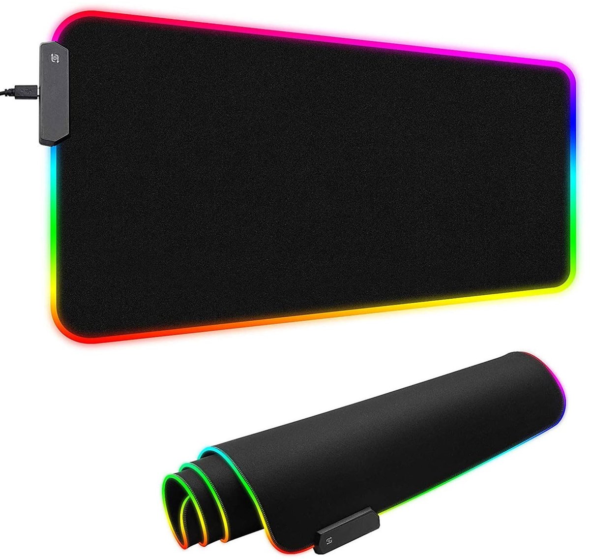 Dailygoods - RGB gaming muismat pad, grote bureaumat met 14 LED-kleuren 11 verlichtingsmodi LED-muismat met antislipbasis voor pc laptop 800 x 300 mm