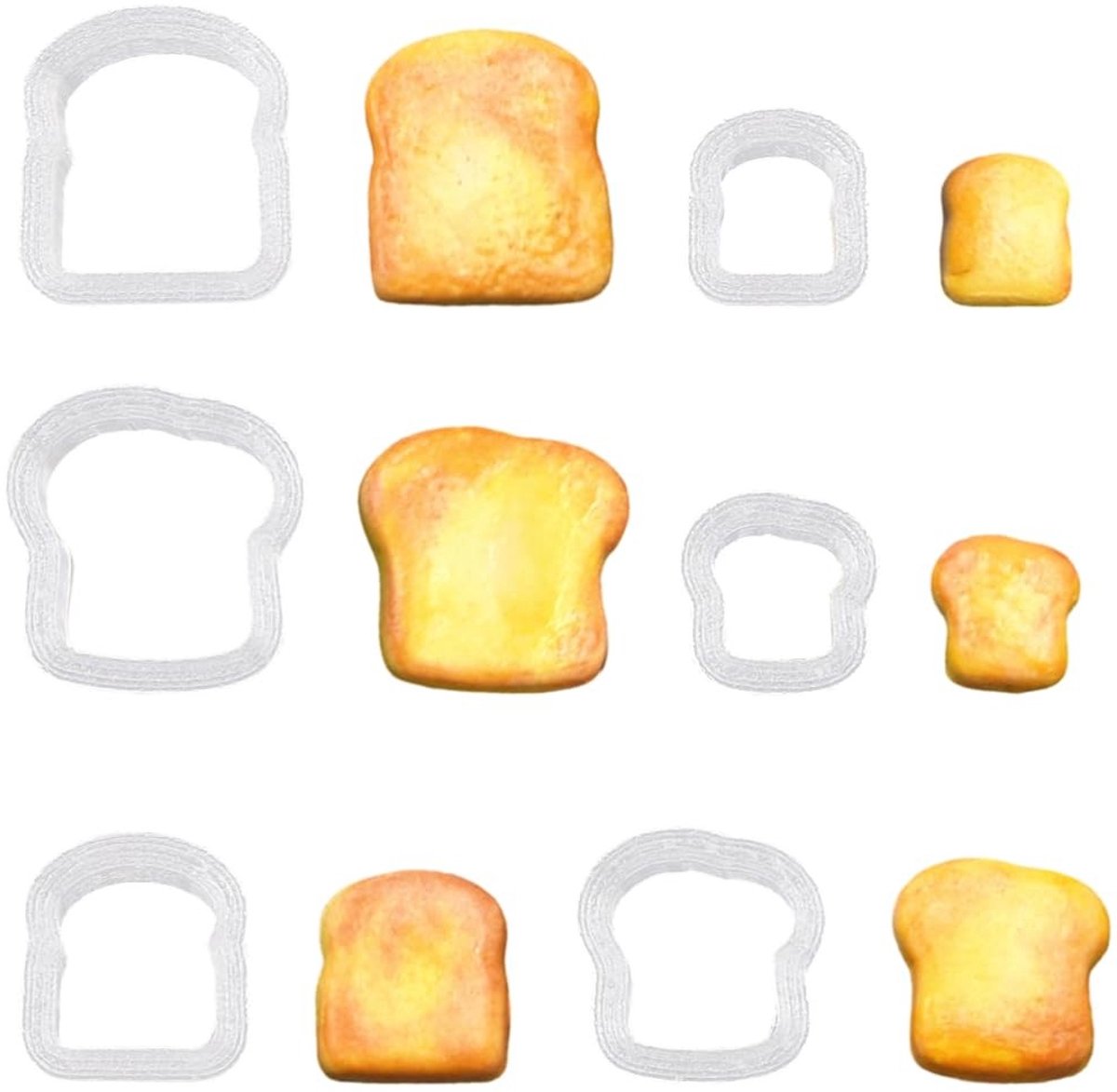Dailygoods - SUNNYCLUE 1 Doos Met 6 Stuks Klei Cookie Cutters Voor Voedsel Sieraden En Sieraden Mini Plastic Mallen In Leuke Bakkerij Toast Schijf Vorm Polymeer Klei Oorbel Cookie Cutter Model