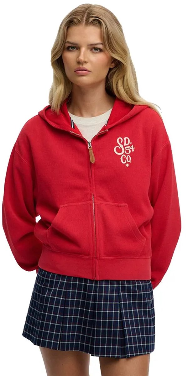 Superdry Heritage Hamptons Zip Hoodie Dames Hoodies Rood