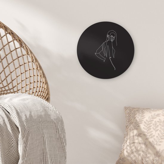 Illustration femme puissante sur fond noir Cercle mural plaque plastique ⌀ 30 cm - impression photo sur cercle mural / cercle vivant (décoration murale)