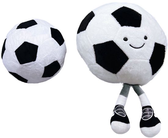 Grote pluche voetbal - Koetsiekoetsie pluche voetbal knuffel - Zachte voetbal XXL - 30/35 CM groot - voetbal met gezichtje en beentjes — afbeelding 3