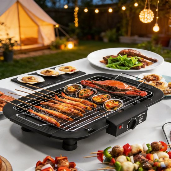 Damenzo - Grill - Elektrische bbq - Bbq - Electrische barbecue tafelmodel - Elektrische grill - 1800W - 48 × 32 × 9 cm - Zwart van damenzo — afbeelding 2