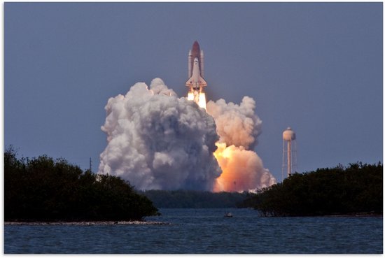 Lancement de fusée de la navette Shuttle Atlantis poster papier 180x120 cm - Tirage photo sur Poster (décoration murale salon / chambre) XXL / Groot format!