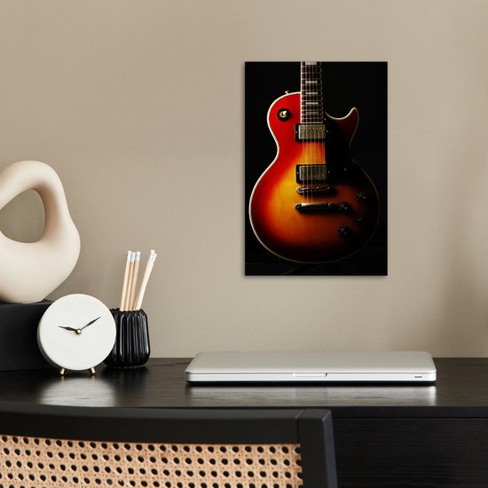 Poster 20x30 cm - Een roodkleurige elektrische gitaar - Posters - Kamer decoratie - Wanddecoratie woonkamer - Muurdecoratie slaapkamer