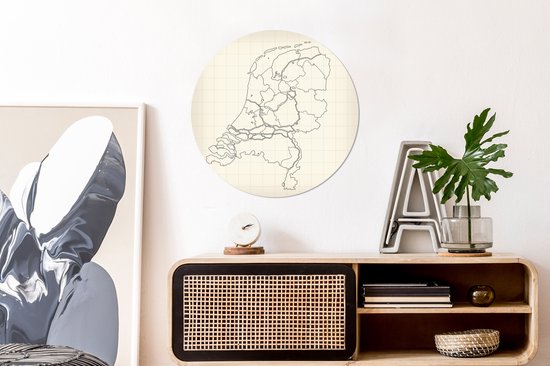 Carte des lignes des Nederland Cercle mural aluminium - ⌀ 60 cm - peinture ronde - impression photo sur aluminium / dibond / cercle mural / cercle vivant / cercle de jardin (décoration murale)