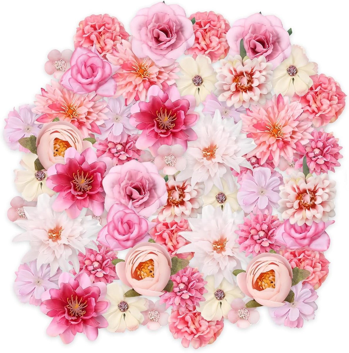 Kunstbloemen, 55 stuks, kleine decoratie, simulatie, elegante bloemen, knutselen, kunstbloemen, roze, voor bruiloft, feest, handwerk, verjaardag, scrapbooking, doe-het-zelf bloem