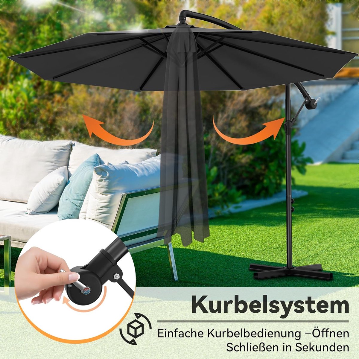 Hong Kong Companies Registry Zweefparasol 300 cm met Zwengel & Kruisvoet thumbnail 5