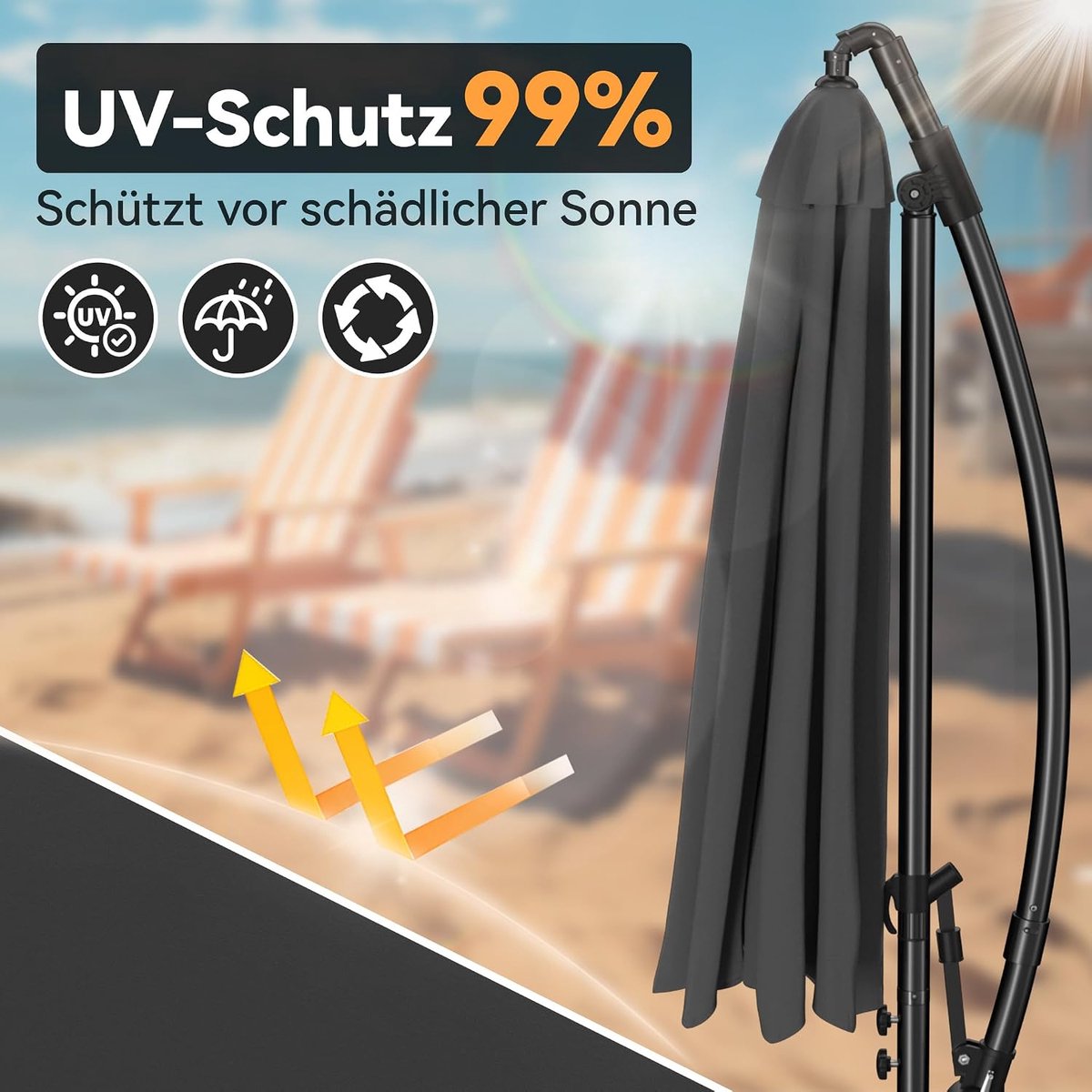 Hong Kong Companies Registry Zweefparasol 300 cm met Zwengel & Kruisvoet thumbnail 2