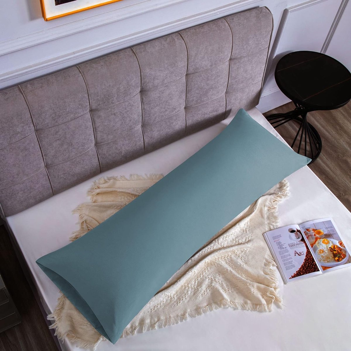 Lichaamskussenhoes van Microvezel 50 x 150 cm, Zachte Effen Lange Kussenhoes met Envelopsluiting - Groen