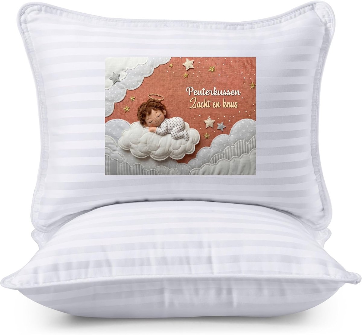 Bedding Peuterkussen 2-Pakje, 33 x 45 cm Kussen met Katoenen Gemengd Hoes, Kinderreiskussen, Bestemd Voor Kinderen Vanaf 2 Jaar (Wit)