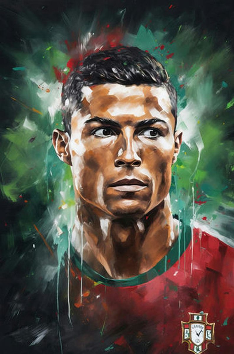 Voetbal Poster - Cristiano Ronaldo - Portugal - Abstract Portret - WK - Wanddecoratie - posters - formaat 30x40cm - XS231