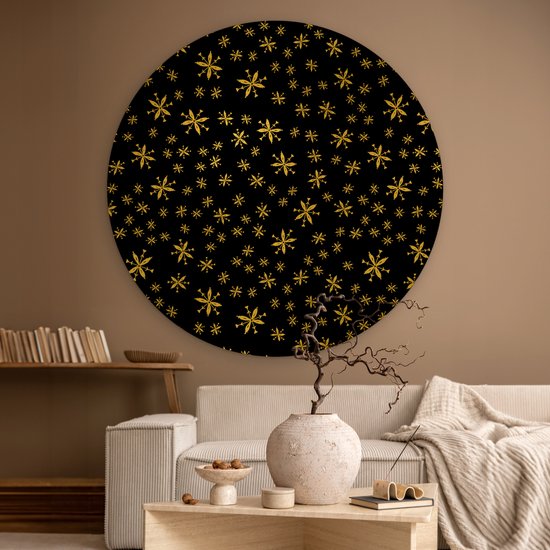 Wall Circle - Wall Circle Indoor - Noël - Flocon de Neige - Or - ⌀ 120 cm - Décoration murale - Peintures Ronds XXL