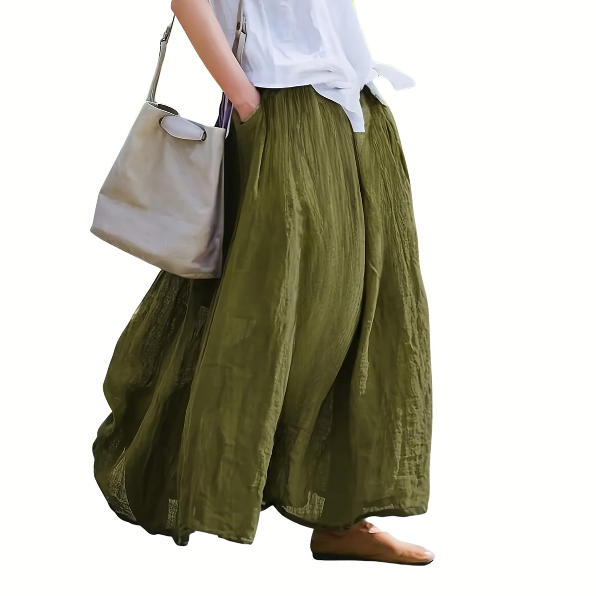 Currero Broekrok Dames Skort Skirts Skirt Rok Midi Korte Broek Culotte Wandelrok Rokje Legging Olijfgroen