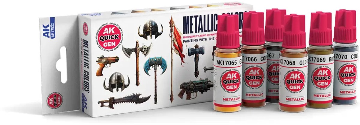 Set van metallic acrylverf AK Interactive Quick Gen (x6)