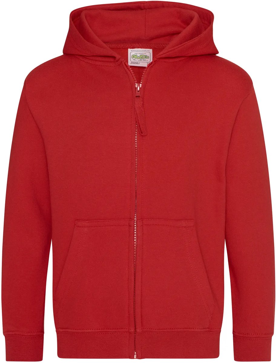 Kindercapuchon met volledige rits Just Hoods Vuurrood