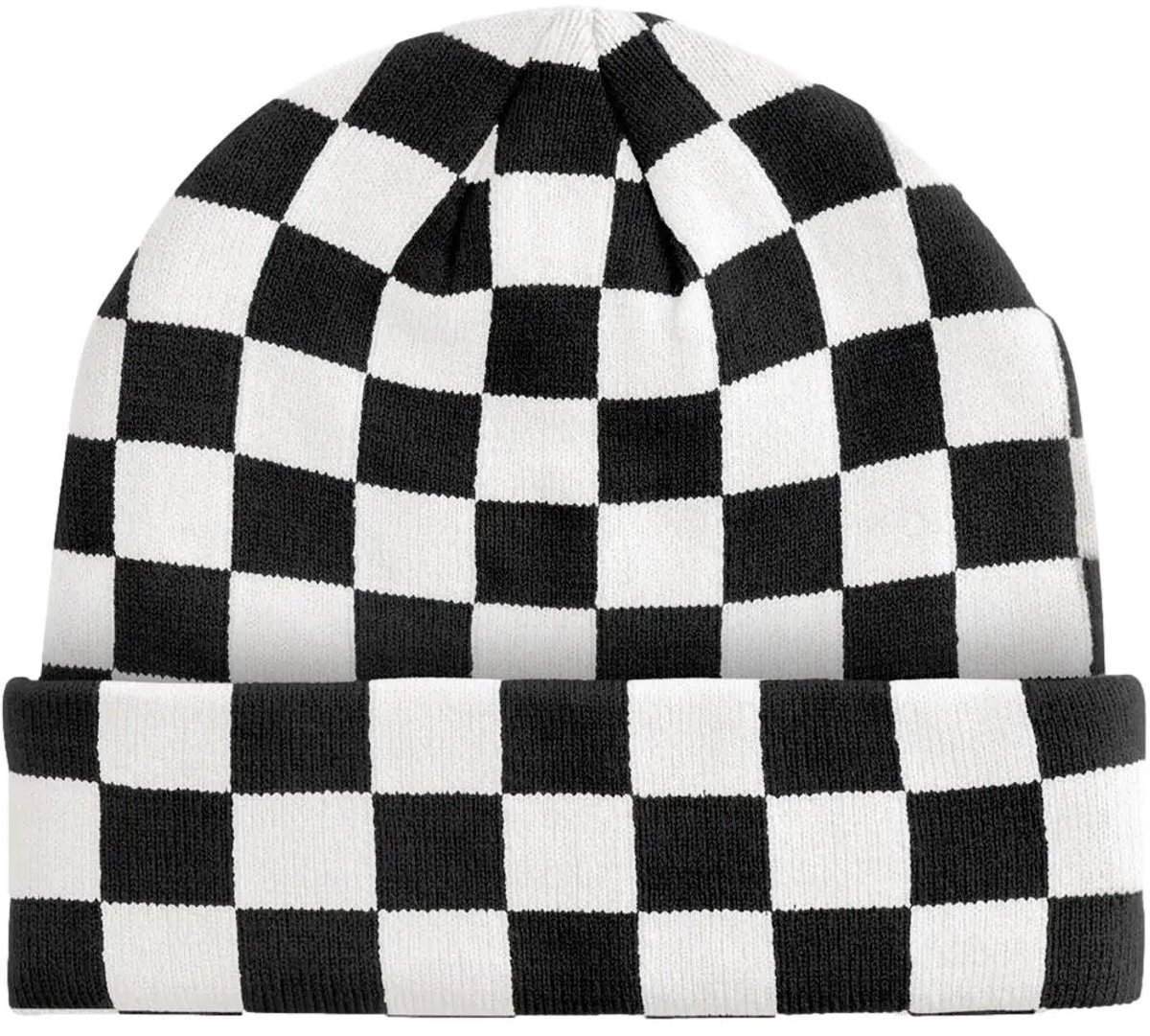 Checkerboard Beanie - Black/Soft White - One Size