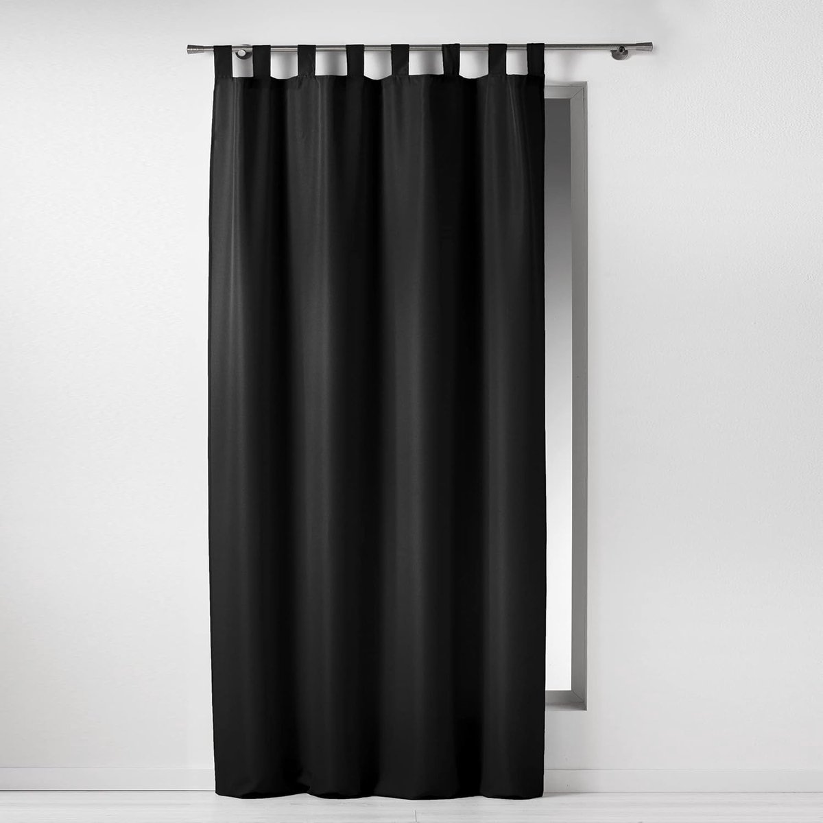 douceur d'intérieur, Gordijn met lussen (140 x 260 cm) Essentiel Zwart, Polyester