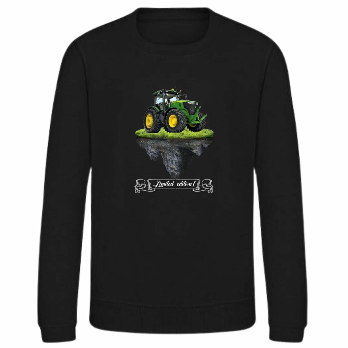 Zwarte sweater met tractor limited edition - Groene tractor - 122/128