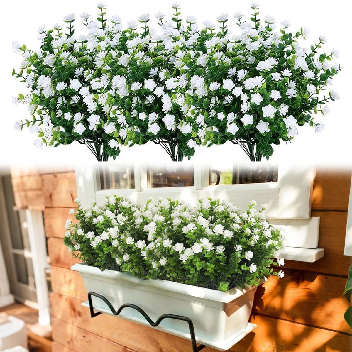 Dailygoods - 6 Bundels Kunstbloemen voor Buiten - Weerbestendige Eucalyptus Decoratie