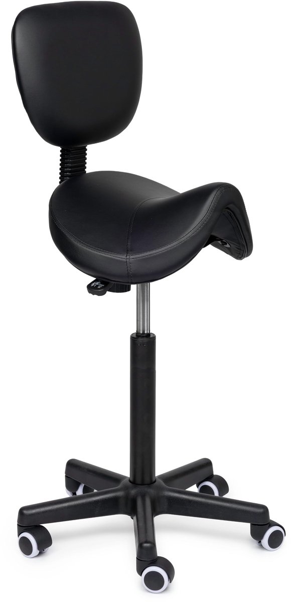 Dailygoods- Zadelkruk Luxe met Rugleuning - Ergonomisch - Zadelkruk op Wielen - Hoge Draagkracht tot 175 kg - Comfortabele Zitting 5 cm - Duurzaam en Stijlvol - Bureaustoel
