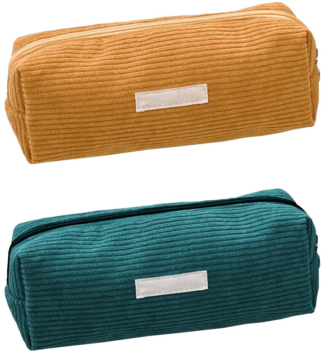 Dailygoods - 2-delige corduroy pennenzak, eenvoudige pennenzak, schrijfwaren met grote capaciteit, draagbare pennenzak, schoolbenodigdheden.