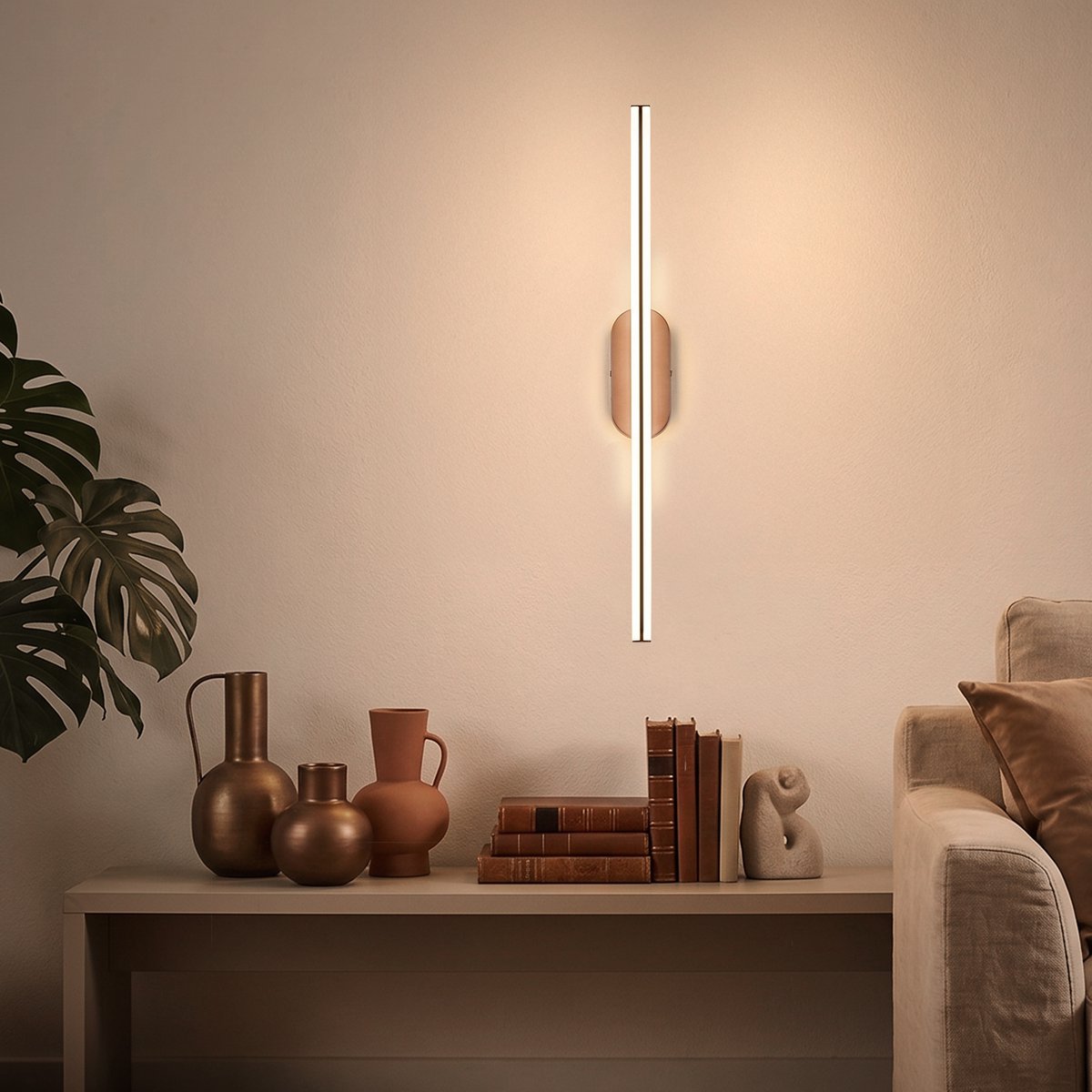 BRILONER Ruth - Wandlamp binnen woonkamer - design lamp - warm wit licht - plafondlamp - antraciet & brons metallic - 60cm