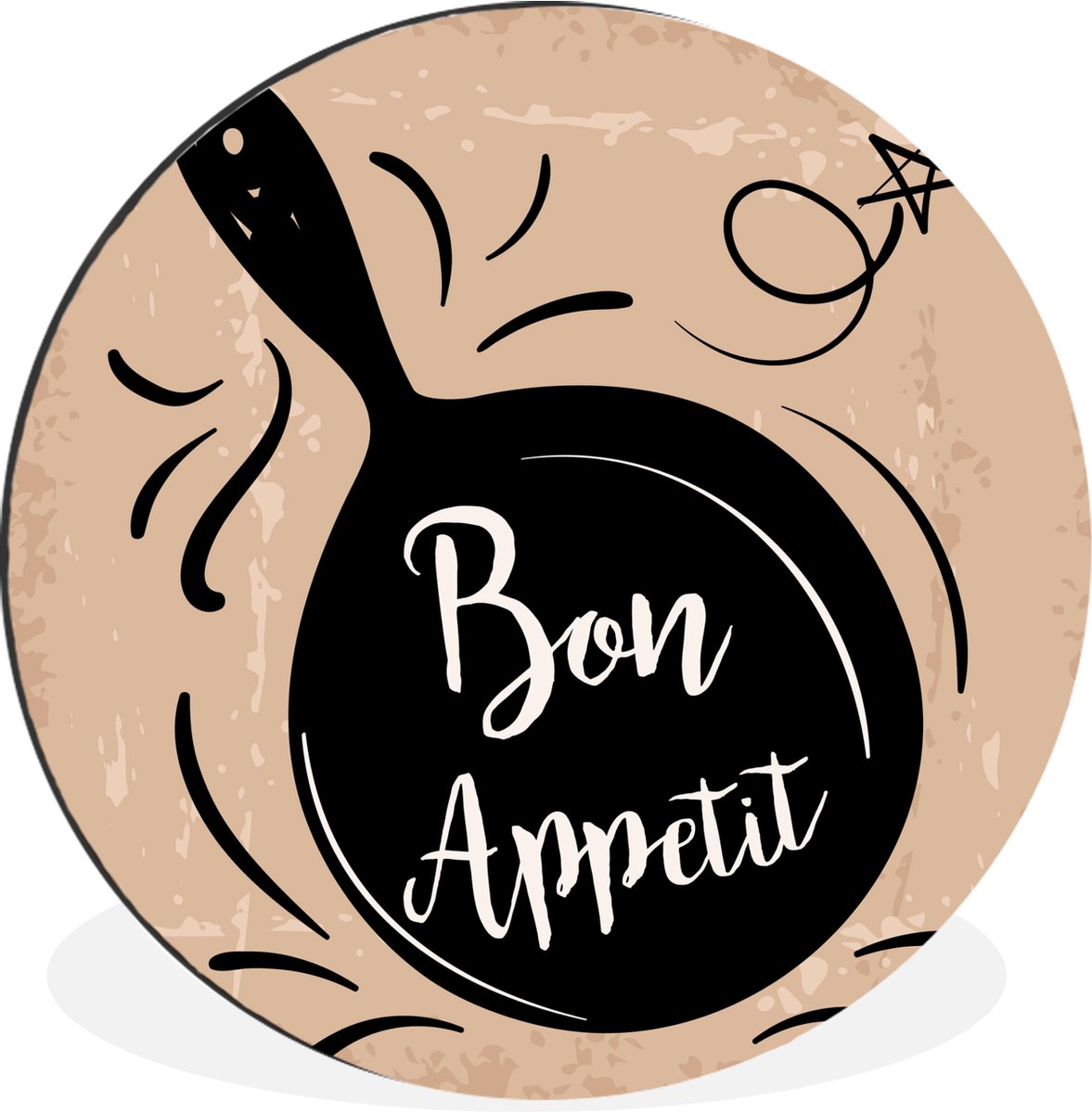 WallCircle - Wandcirkel - Muurcirkel - Een illustratie van een koekenpan met Bon Appetit -