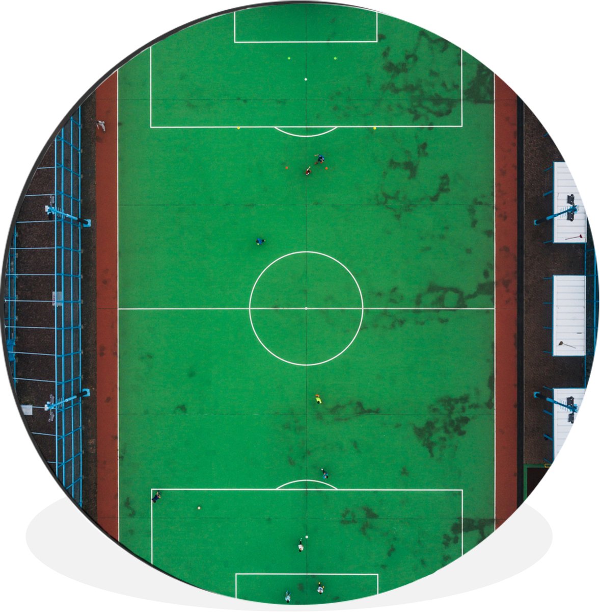 WallCircle - Wandcirkel - Muurcirkel - Veld - Voetbal - Groen - Aluminium - Dibond - 30x30 cm - Binnen en Buiten