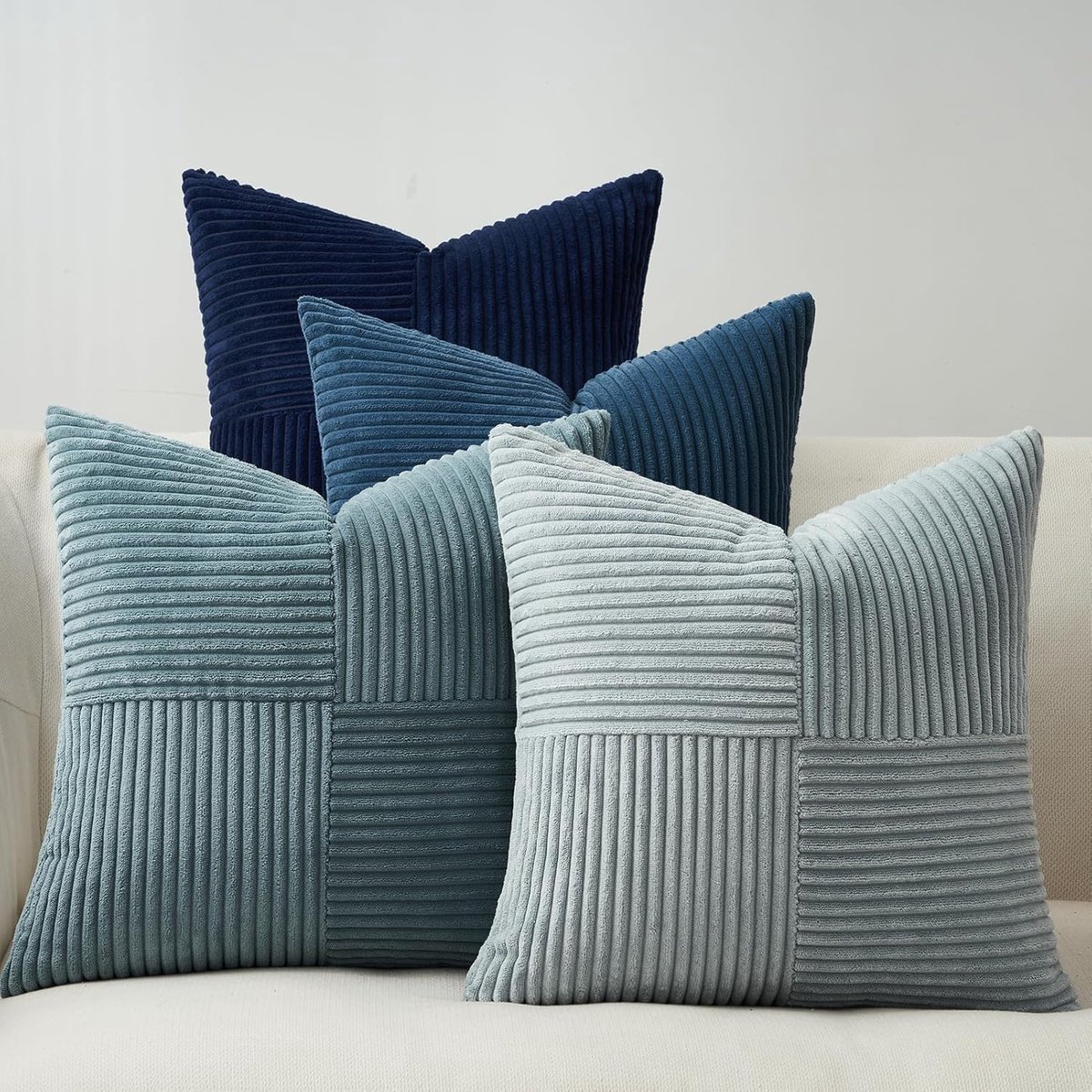 Kussenhoes 45 x 45 cm, blauw kleurverloop, voor bank, fluweel, superzacht, mode, kussenhoezen voor bed, volwassenen, stoel, tuin, fauteuil, decoratie voor binnen en buiten