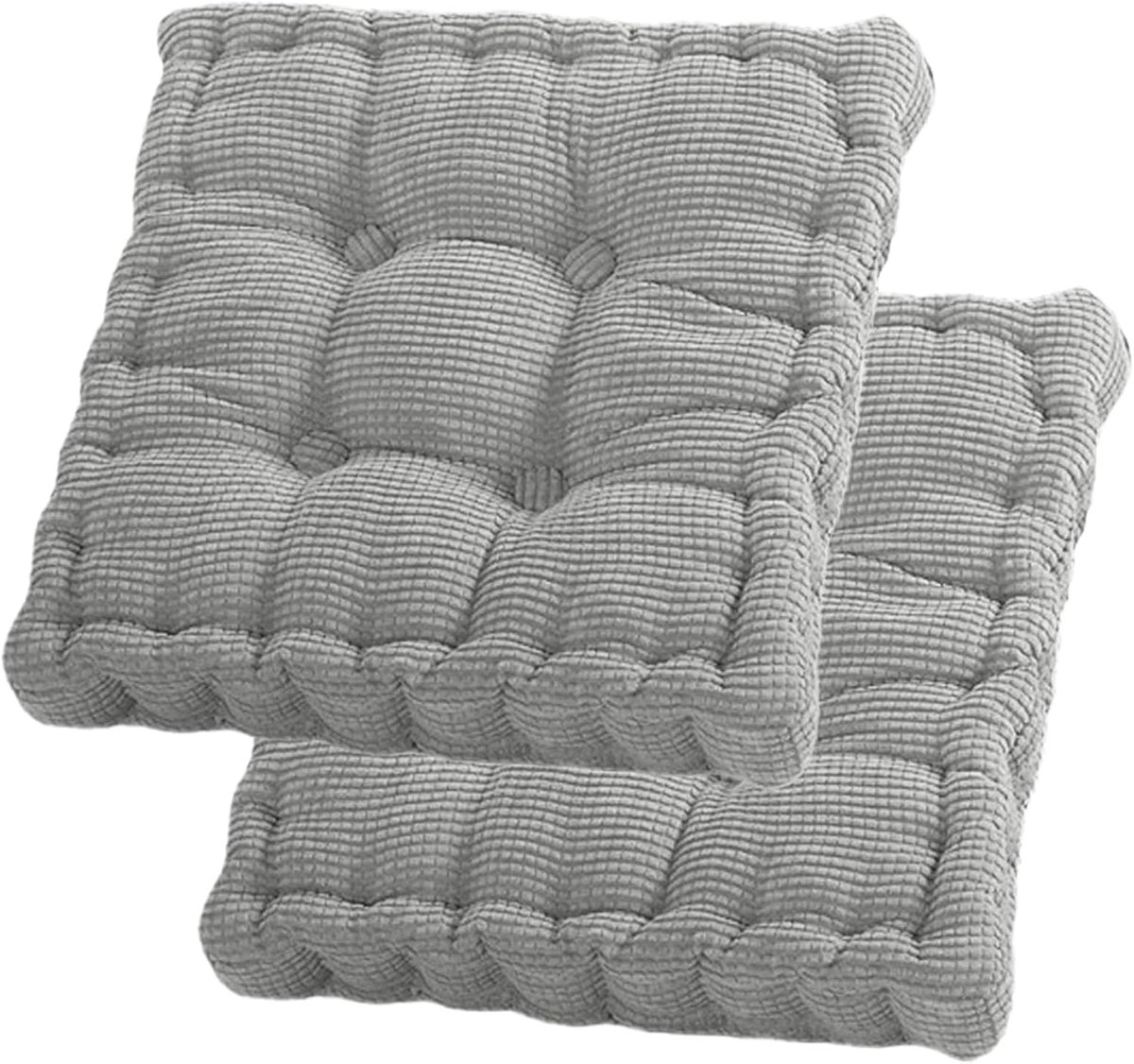 set van 2 vloerkussens, 40 x 40 cm zitkussen stoel, katoenen bekleding, dikke vloerkussens, yogakussen, huisdierbed, zitkussen voor binnen en buiten, lichtgrijs