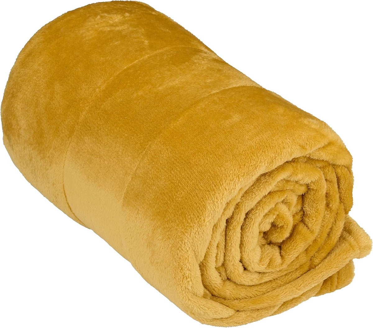 Fleecedeken 150 x 200 cm - sprei - knuffeldeken - bankdeken - 1-persoons bankdeken - decoratie woonkamer - wasmachinebestendig - mosterdgeel - fleece/polyester