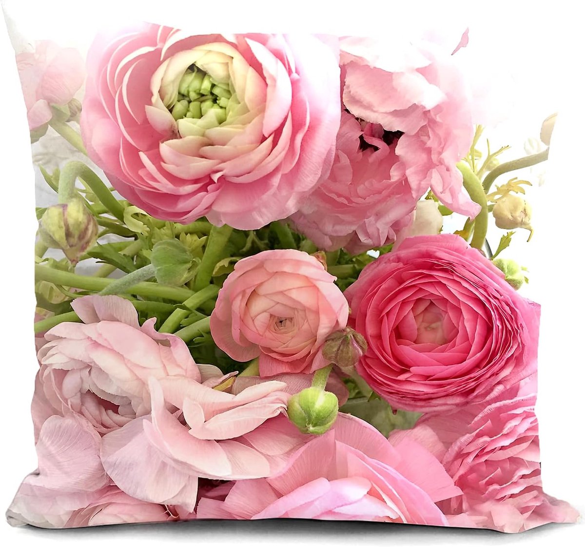 SnelShoppen - Kussenhoes Roze Bloemen 40x40cm - Perfect voor Bruiloften, Tuin, Woonkamer, Sofa, Buiten Decoratie, Cadeau voor Vrouwen, Valentijnsdag,