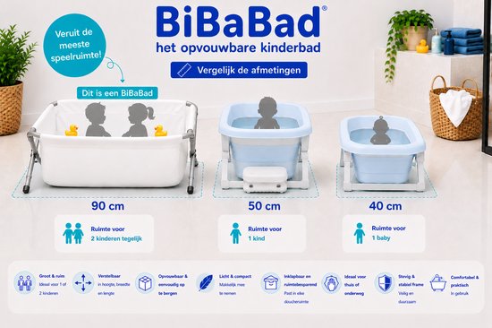 BiBaBad® Opvouwbaar Kinderbad 70-90 cm - Verstelbaar Douchebad - Babybad - Bad voor Douche - Anti-slip - Aluminium Frame - Princess van BiBaBad — afbeelding 4