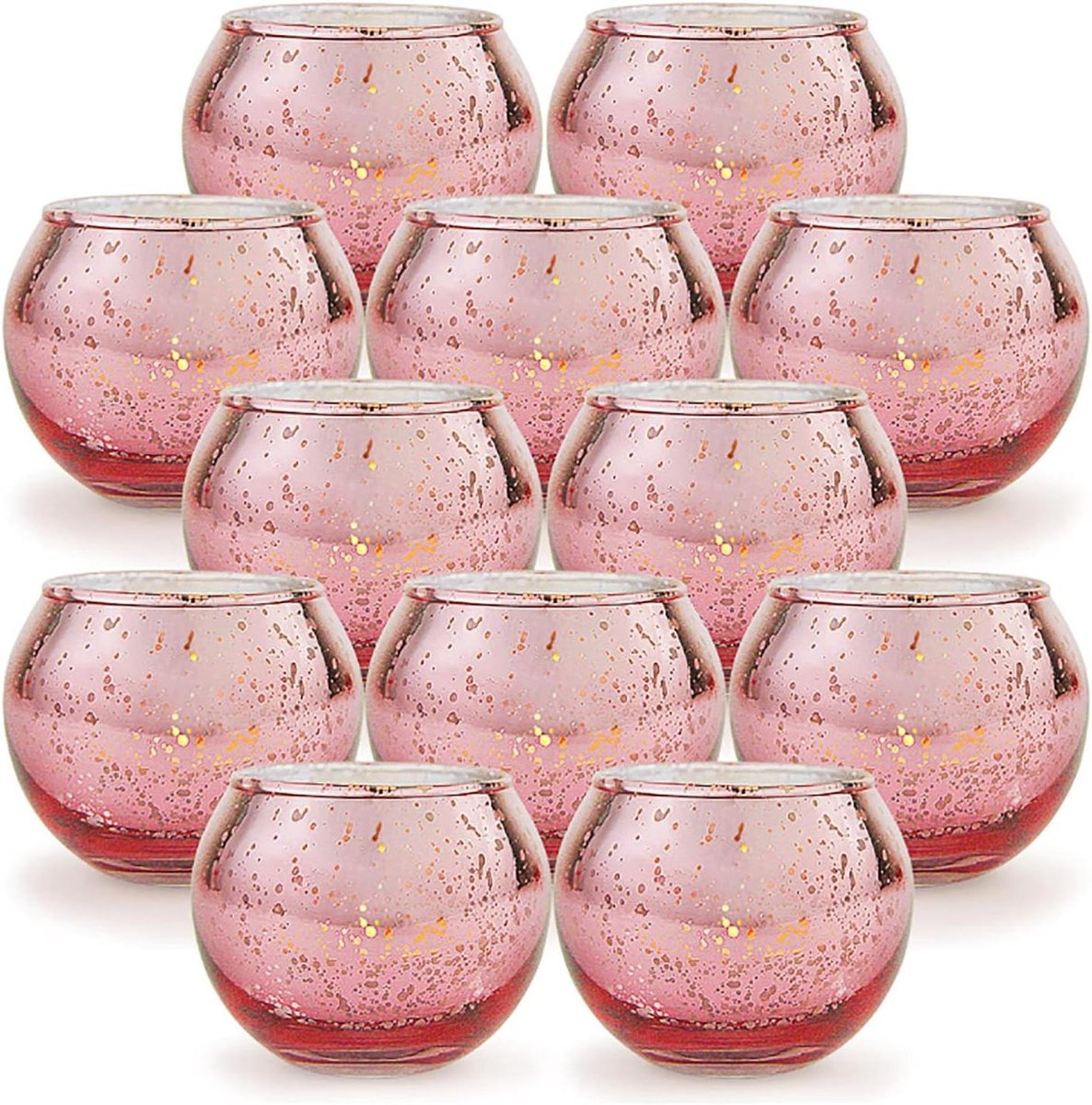 Votive Kaarshouders - Theelichthouders Glas - Romantische Sfeer Creëren - Vintage Ontwerp - 2.6 inch Diameter - Roze