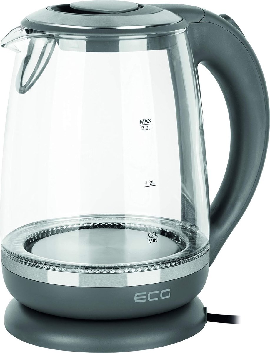 Retro waterkoker - Grijs - Glas - Robuuste en Flexibele Waterkoker - Voor Thuisgebruik