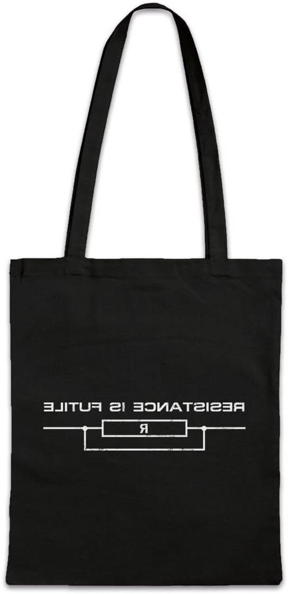 Shoppingtas Schoudertas - Draagtas Katoen - Boodschappen Doen - Hoge Kwaliteit Print - 38 x 42 cm - Zwart