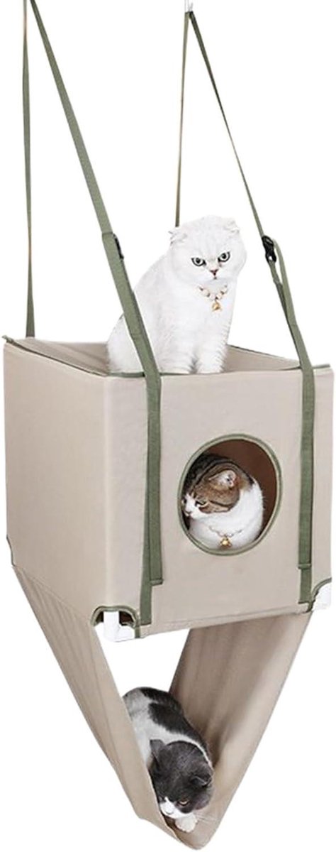 Kattenhangmat Deurhangend - Kattenslaapbank Klimrek - Ontspannen Spelen - Versterkt Frame - Universele Ophanging - Enkele Kleur