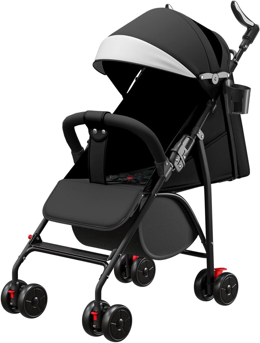 Compacte Kinderwagen - Buggy Reiswieg - Reizen met Baby - Verstelbare Rugleuning - 47 x 72 x 97 cm - Zwart