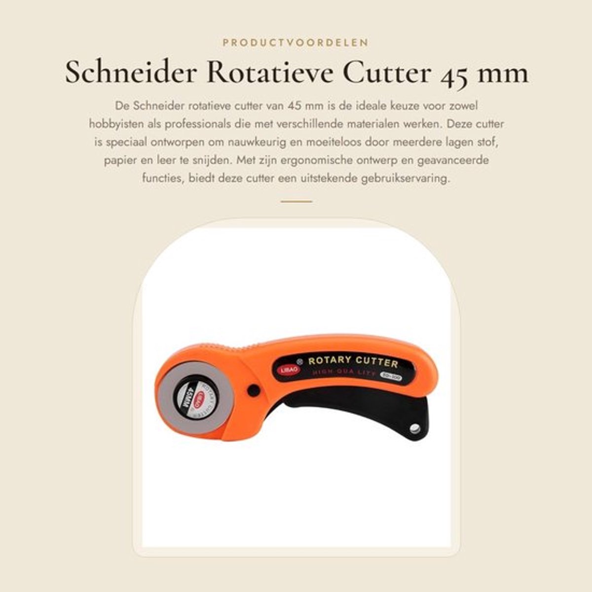 Schaar 45 mm - Ergonomische Handgreep - Antislip - Roestvrij Staal - Voor Stoffen/Papier/Leder - Precisie Snijden - Rotatieschaar