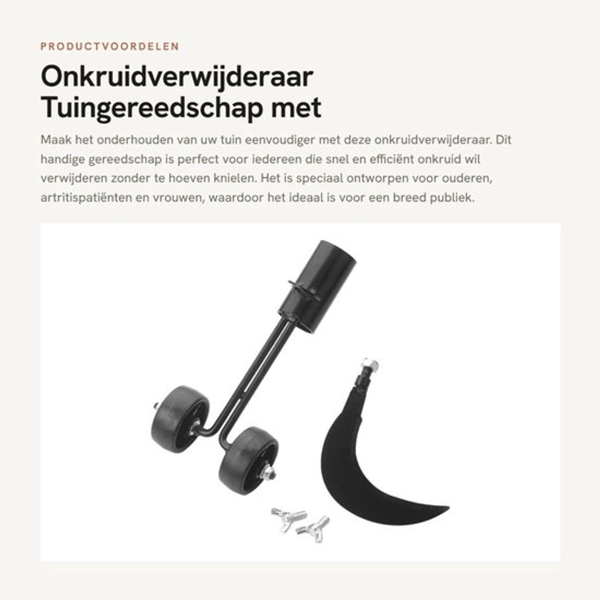 Onkruidverwijderaar Ergonomisch - Onkruidtrekker met Wielen - Tuingereedschap - Lichtgewicht - 19 x 10 x 10 cm - Vermindert Rugpijn