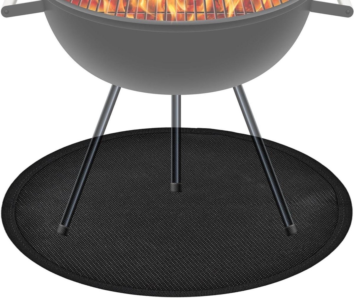Vuurkorf Mat - Terrasbeschermer Vuur - Buiten Koken - Hittebestendig Siliconen - 91 cm Rond - Zwart