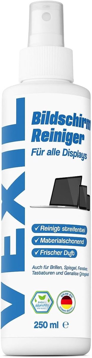Schermreiniger - Transparant - 250 ml - Inclusief Microvezeldoek 40 x 40 cm - Voor Smartphones en Monitoren